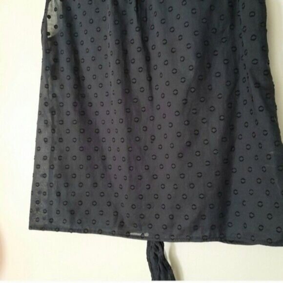 ANNE KLEIN Sleeveless Blouse Bottom Tie Semisheer Navy Blue Sz S - Picture 11 of 13